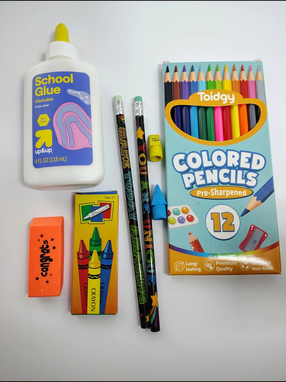 School Supply Bundle Composition Book, Zipper Pouch, Colored Pencils & Accessori